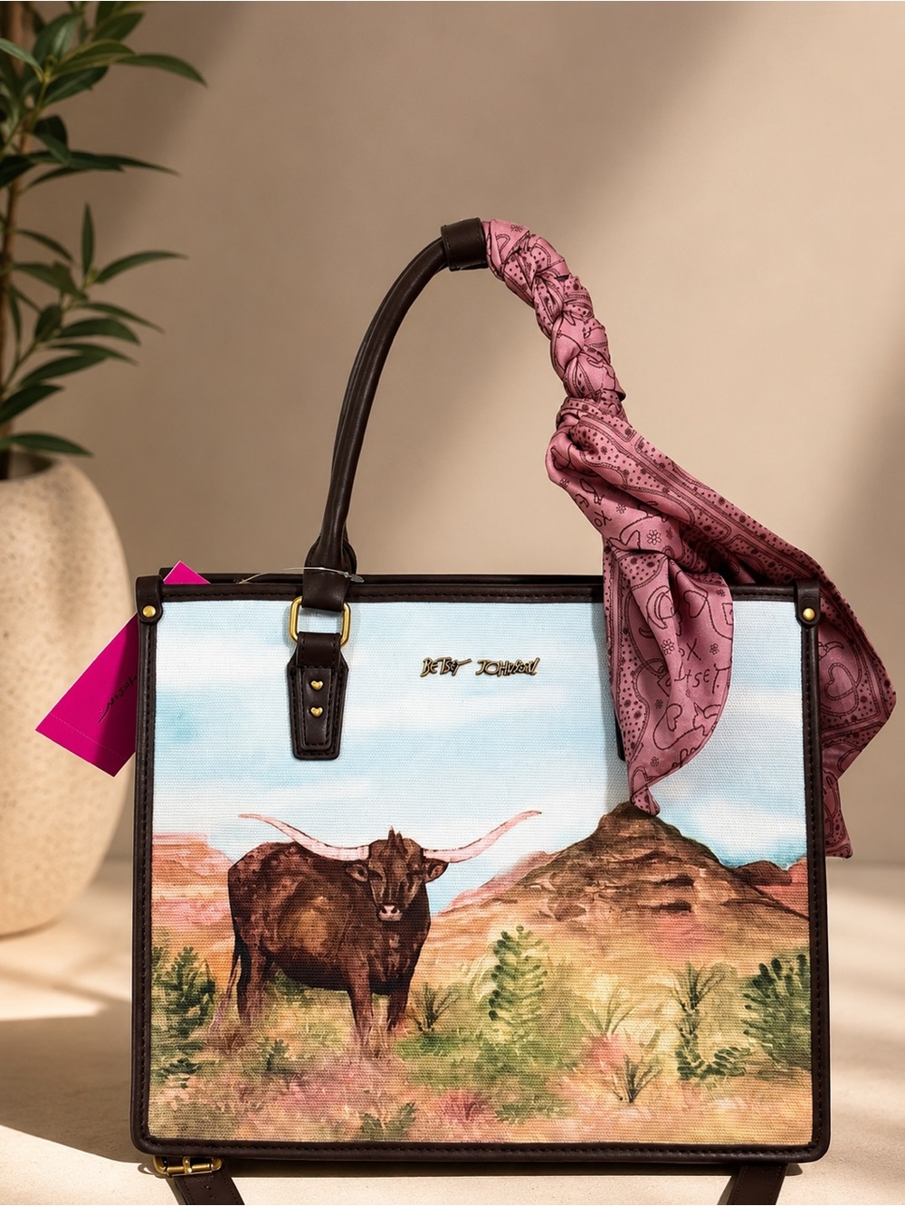 Betsey Johnson Longhorn Bull Tote Bag